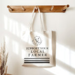 Support Your Local Farmer Personalised Tote Bag<br><div class="desc">Give your business a special touch with this budget tote bag. With a custom quote "support your local farmer" and your personalised monogram below with a chicken illustration circled by a wreath. Check out our store for more tote bag designs.</div>