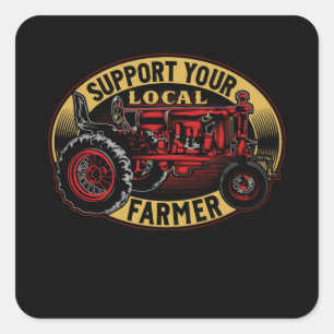 Support Your Local Farmer Square Sticker