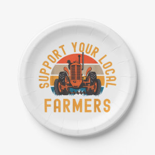 Support Your Local Farmers, Farm And Ranch Life Tr Paper Plate