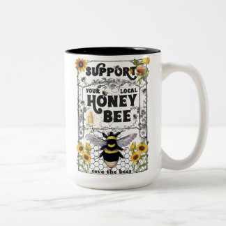 Support Your Local Honey Bee Two-Tone Coffee Mug