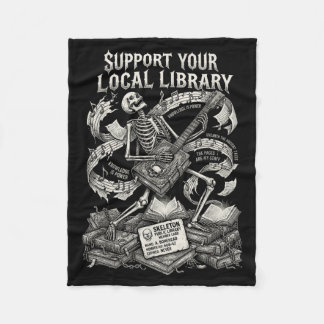 Support your local library goth book fleece blanket