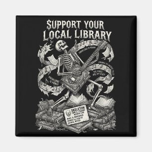 Support your local library goth book magnet