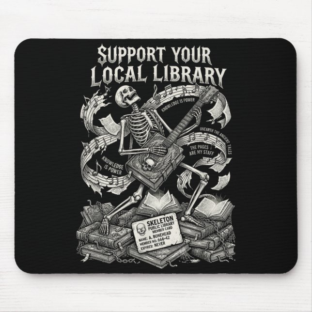 Support your local library goth book  mouse pad (Front)