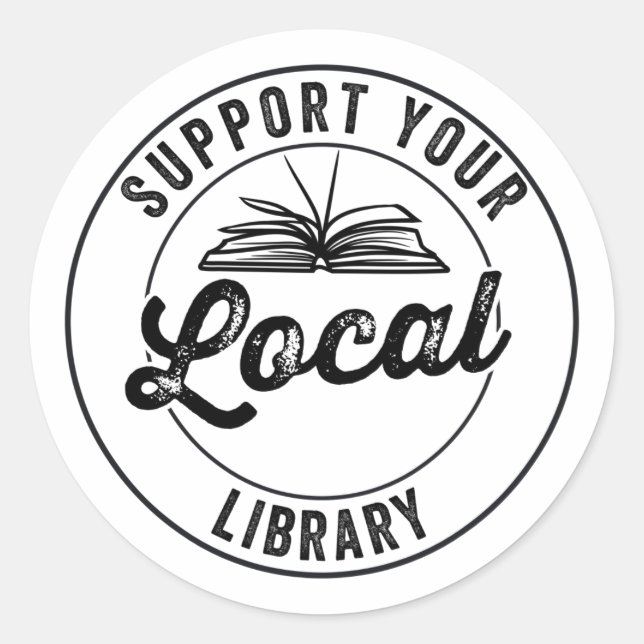 Support Your Local Library Magnet Classic Round Sticker (Front)