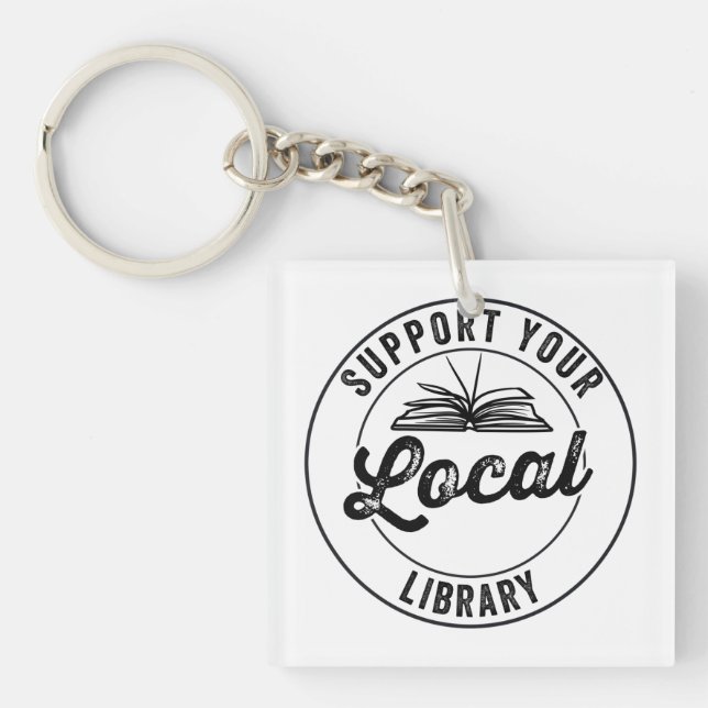 Support Your Local Library Magnet Key Ring (Front)