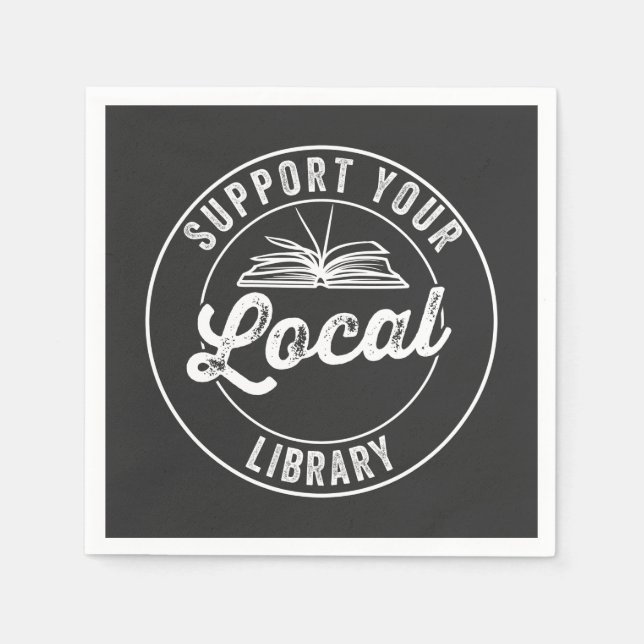 support your local librarY Square Sticker Napkin (Front)