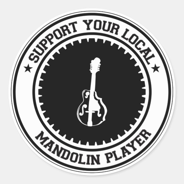 Support Your Local Mandolin Player Classic Round Sticker (Front)