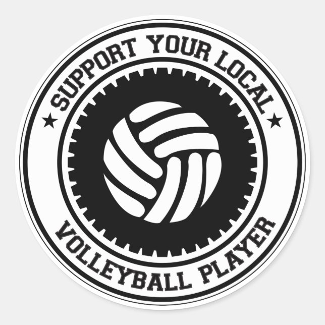 Support Your Local Volleyball Player Classic Round Sticker (Front)