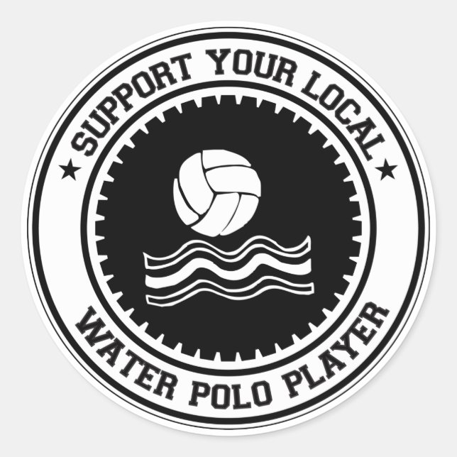 Support Your Local Water Polo Player Classic Round Sticker (Front)