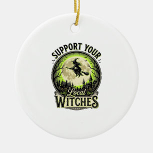 Support Your Local Witches Vintage Halloween Desig Ceramic Tree Decoration
