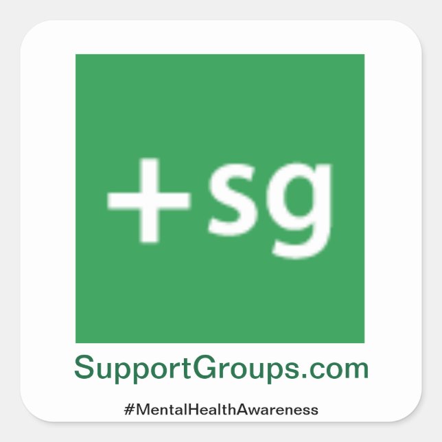 SupportGroups.com #MentalHealthAwareness Square Sticker (Front)