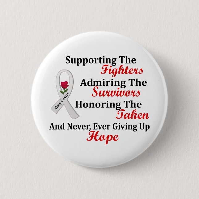 Supporting Admiring Honouring 2 LUNG CANCER 6 Cm Round Badge (Front)