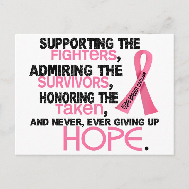 Supporting Admiring Honouring 3.2 Breast Cancer Postcard (Front)