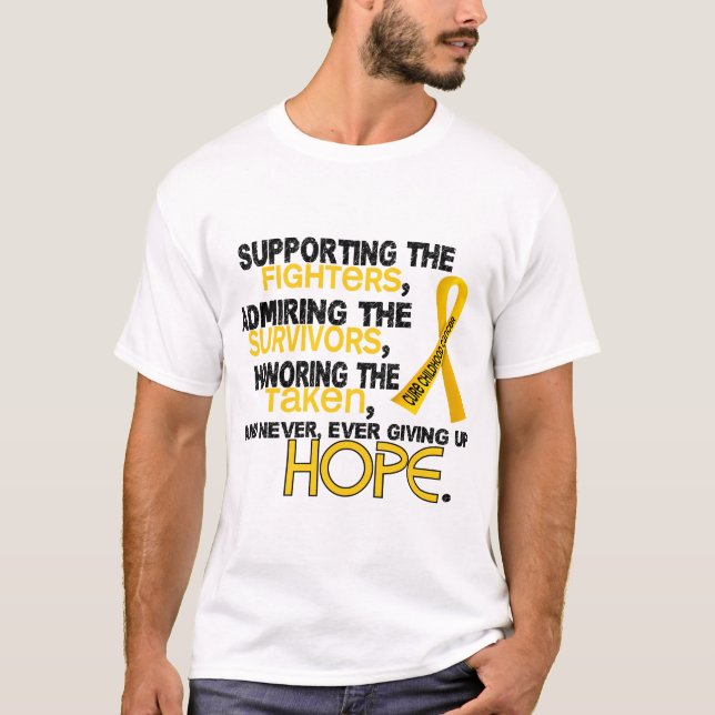 Supporting Admiring Honouring 3.2 Childhood Cancer T-Shirt (Front)