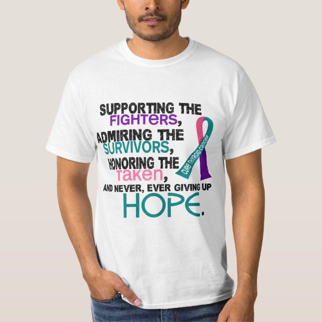 Supporting Admiring Honouring 3.2 Thyroid Cancer T-Shirt (Front)