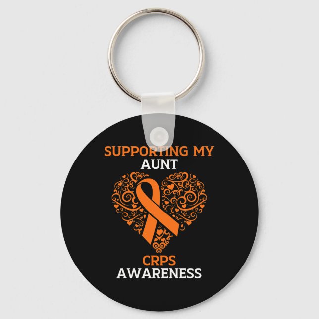Supporting My Aunt RSD CRPS Awareness Month Orange Key Ring (Front)