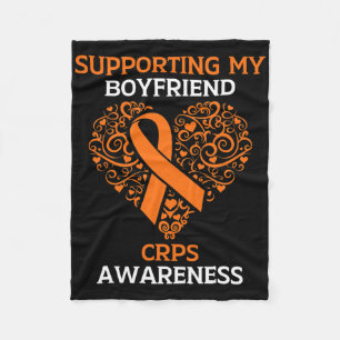 Supporting My Boyfriend Rsd Crps Awareness Orange Fleece Blanket