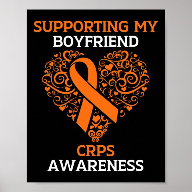 Supporting My Boyfriend Rsd Crps Awareness Orange  Poster (Front)