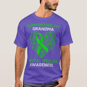 Supporting My Grandma Mental Health Awareness Gree T-Shirt