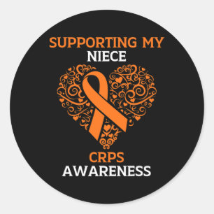 Supporting My Niece Rsd Crps Awareness Month Orang Classic Round Sticker