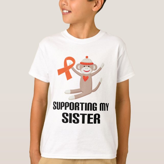 Supporting My Sister Orange Awareness Ribbon T-Shirt (Front)