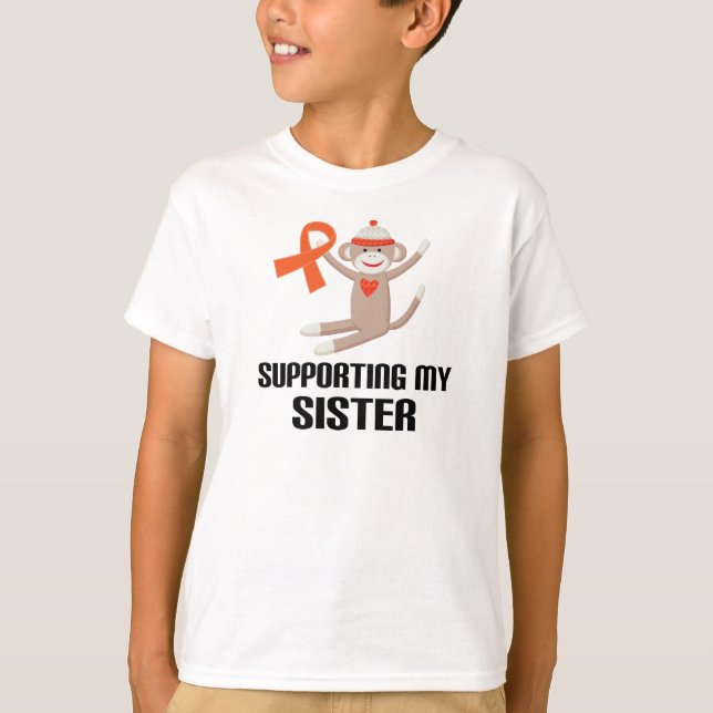Supporting My Sister Orange Awareness Ribbon T-Shirt (Front)