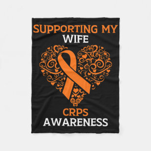 Supporting My Wife Rsd Crps Awareness Month Orange Fleece Blanket