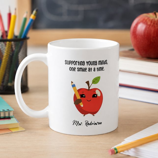 Supporting Young Minds Smiles Teacher Aide Life Coffee Mug (Creator Uploaded)