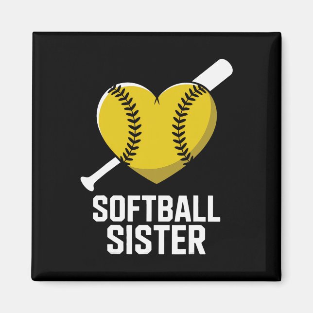 Supportive Softll Sister Fastpitch Heart And T  Magnet (Front)