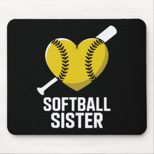 Supportive Softll Sister Fastpitch Heart And T Mouse Pad