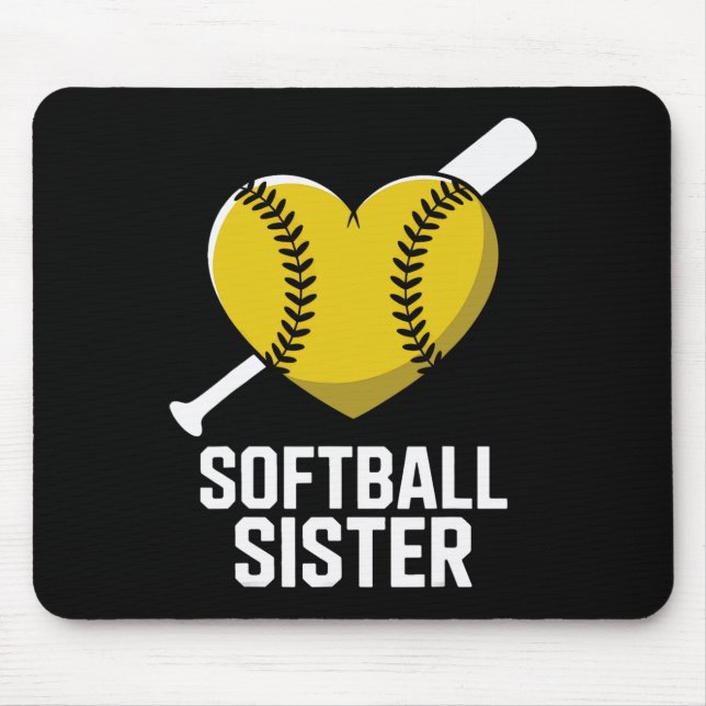 Supportive Softll Sister Fastpitch Heart And T  Mouse Pad (Front)