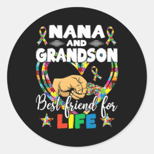 Supportive Women Autism Awareness Nana And Grandso Classic Round Sticker