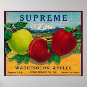 Supreme Apple Label - Washington State Poster