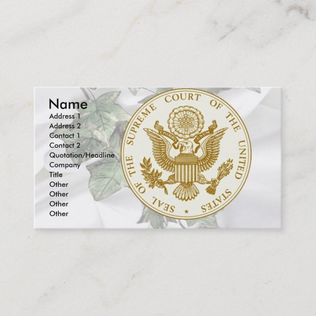 Supreme Court Seal on Ivy & Satin Business Card (Front)