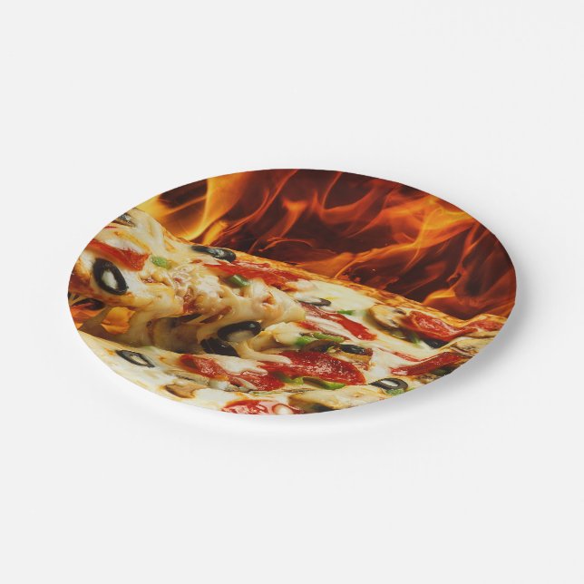 Supreme Pizza Paper Plate (Angled)