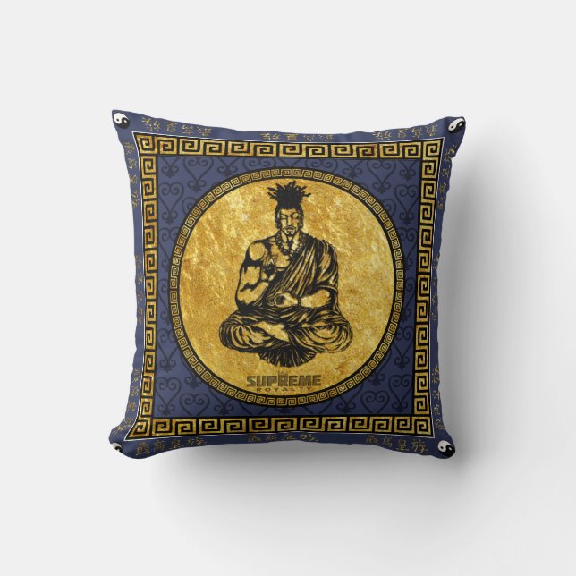 Supreme Royalty First Buddhist Pillow(Blue,Gold) Cushion (Front)