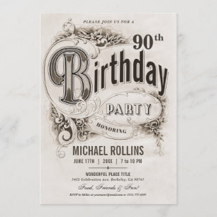 Supreme Vintage Birthday Party Invitations