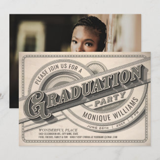 Supreme Vintage Graduation Party Invitations Photo