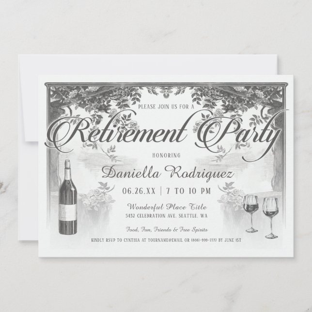 Supreme Vintage Retirement Party Invitations (Front)