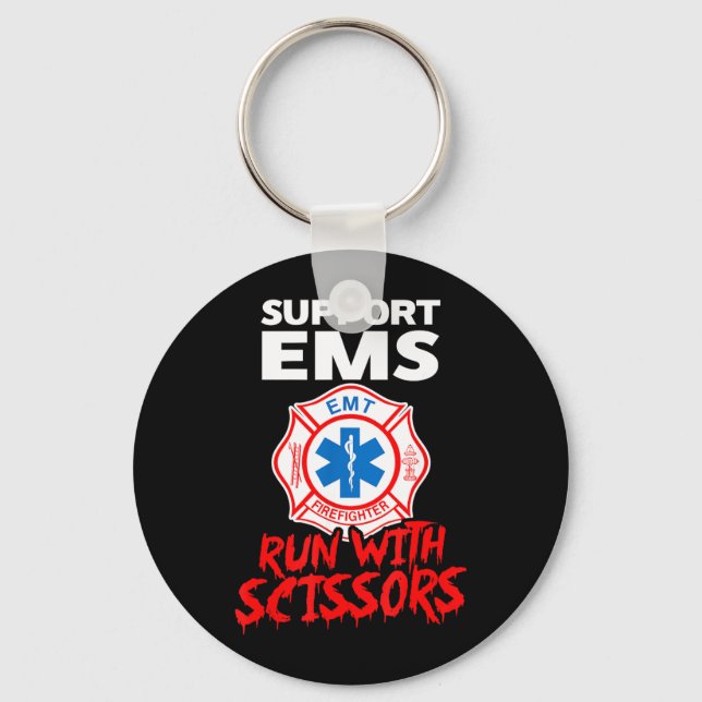 Suprt EMS Run with Scissors Halloween EMT Key Ring (Front)