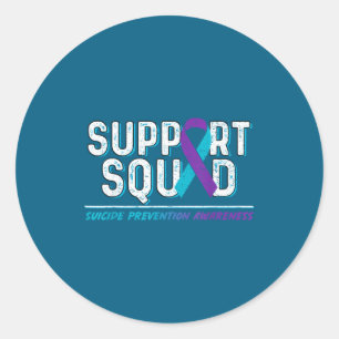 Suprt Squad Suprt Suicide Prevention Awareness Rib Classic Round Sticker
