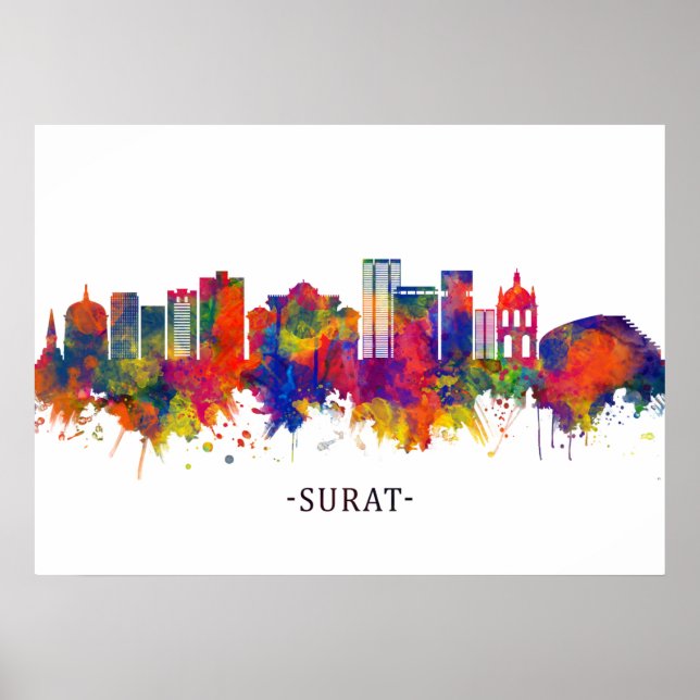 Surat India Skyline Poster (Front)