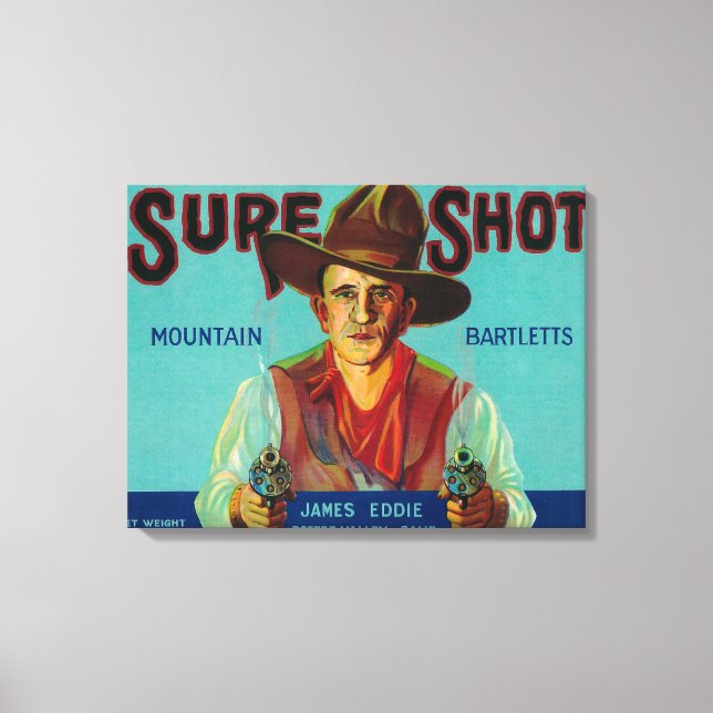 Sure Shot Pear Crate LabelPotter Valley, CA Canvas Print (Front)