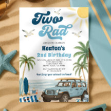 Surf 2nd Birthday Invitation - Two Rad