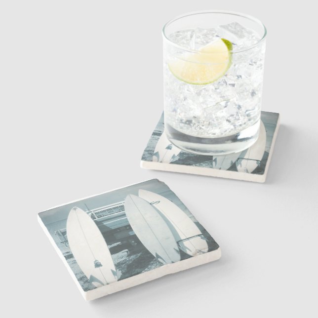 Surf 3 surfboards quiver blue surfboard surfing stone coaster (Side)