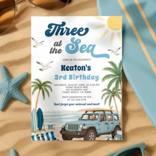 Surf 3rd Birthday Invitation - Three at the Sea (Surf 3rd Birthday Invitation - Three at the Sea
)