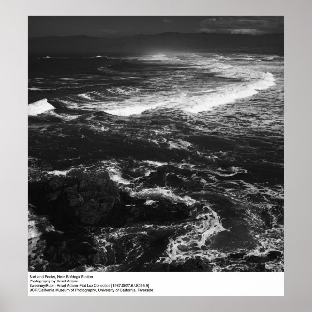 Surf and Rocks, Near Bodega Station by Ansel Adams Poster (Front)