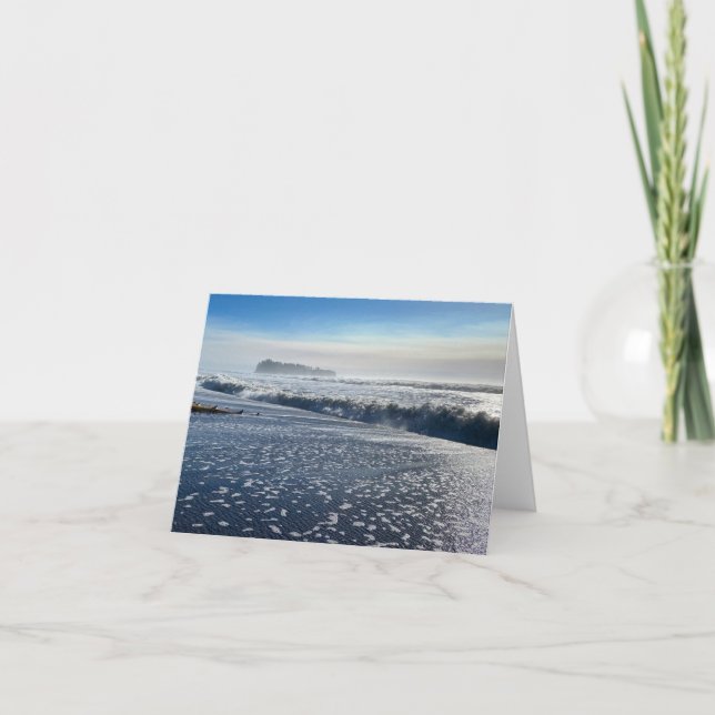 Surf and Sea Stack at Rialto Beach, Washington Holiday Card (Front)
