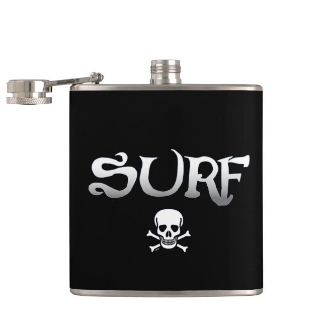 Surf and Skull black wrapped flask (Opened)