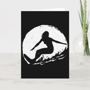 Surf Art For Women Girls Beach Surfer Hawaiian Wav Card